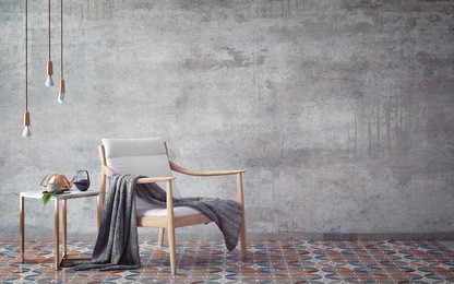 mock up poster with vintage pastel hipster minimalism loft interior background, 3d rendering, 3d illustration
