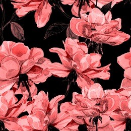 rose seamless pattern. watercolor floral background.