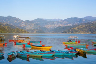 phewa lake in pokhara, nepal