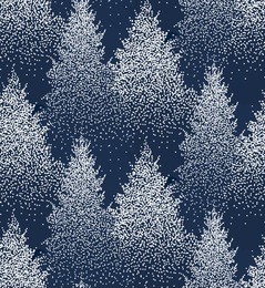 winter seamless pattern with fir trees and pines in snow. coniferous forest. christmas decoration. vector illustration