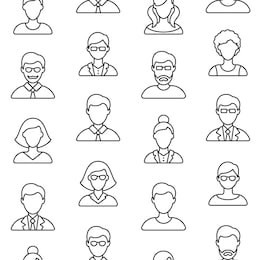 people symbols seamless pattern. tiling textures with thin line black and white icon set