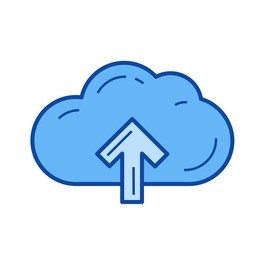 cloud storage vector line icon isolated on white background. cloud storage line icon for infographic, website or app. blue icon designed on a grid system.