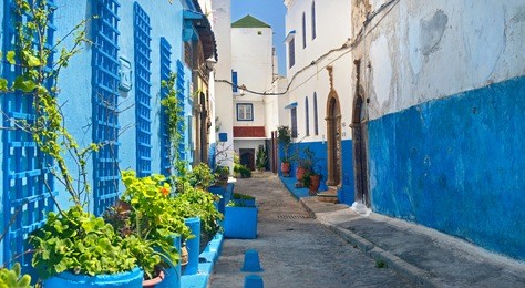 street in the old part of rabat, morocco