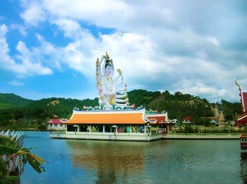 wat plai laem temple with 18 hands god statue guanyin , koh samui, surat thani
