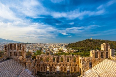 odeon of herodes atticus. acropolis of athens, greece.