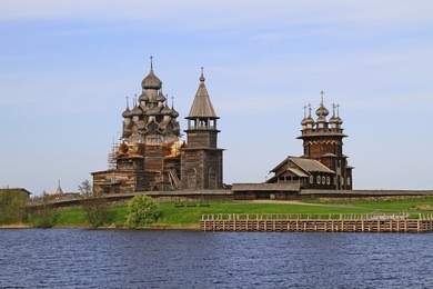 the 22-dome transfiguration church, kizhi, lake onega, karelia, russia