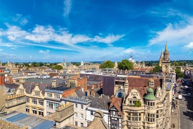 panoramic aerial view of oxford in a beautiful summer day, england, united kingdom