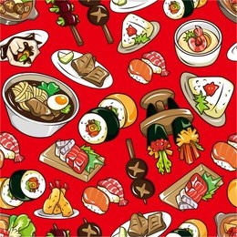 seamless japanese food pattern