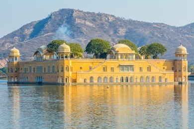 the jal mahal (water palace) outside of jaipur city, rajasthan, india.