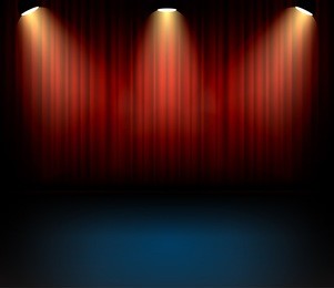 festive theater curtains backgorund for concert. stage show entartainment vector backdrop.
