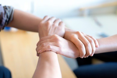 teamwork join hands partnership concept . close up young business team hand coordination to symbolize cooperation.