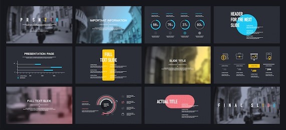 multicolored elements on a black background. this template is the best as a business presentation, corporate report, used in marketing and advertising, the annual report, flyer and banner