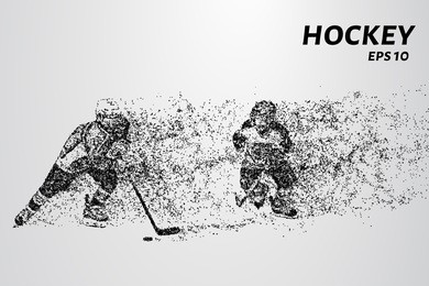 hockey player of the particles. silhouette of a hockey player consists of points