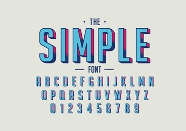 vector of retro bold font and alphabet