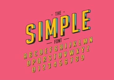 vector of retro bold font and alphabet