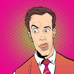 portrait of surprised man. surprised businessman. surprised man. pop art retro style illustration. people in retro style.