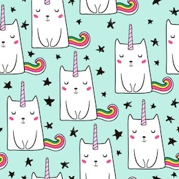 seamless pattern with hand drawn cute cats unicorn. cartoon cat vector illustration. perfect for kids fabric,textile,nursery wallpaper