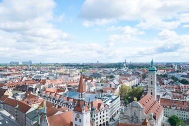 munich city scape from st. peter's church, germany