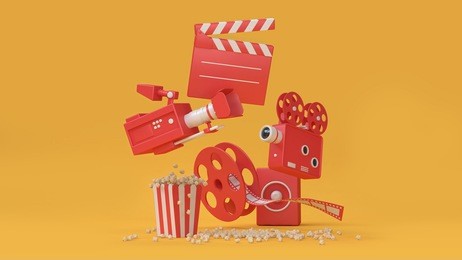 3d render abstract background of movie-cinema element movie,cinema,entertainment concept