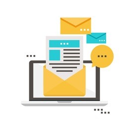 e-mail news, subscription, promotion flat vector illustration design. newsletter icon flat