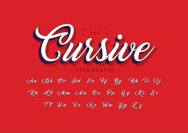 vector of modern cursive font and alphabet