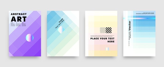 covers templates set with bauhaus, memphis and hipster style graphic geometric elements. applicable for placards, brochures, posters, covers and banners. vector illustrations.