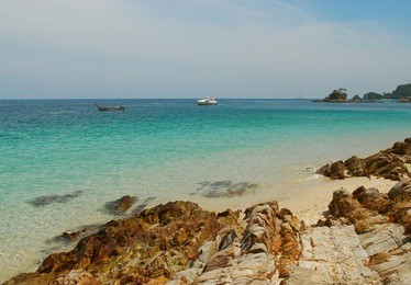 magnificent tropical sea view at kapas island, malaysia with white sandy beach and clear water 