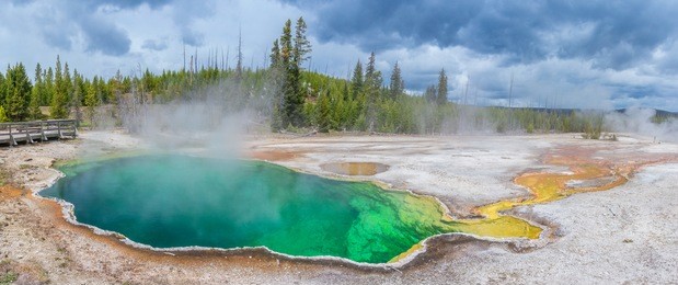 west thumb geyser basin in yellowstone national park, usa