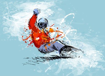 colored hand sketch snowboarder on a grunge background. vector illustration