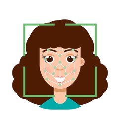 biometric security identification, face recognition system concept. vector illustration.