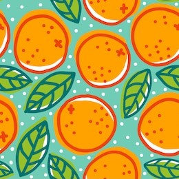 vector vintage seamless pattern with oranges and leaves. retro pattern with oranges.