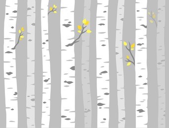 aspen or birch grove seamless pattern. tree trunks on gray background, simple vector illustration.