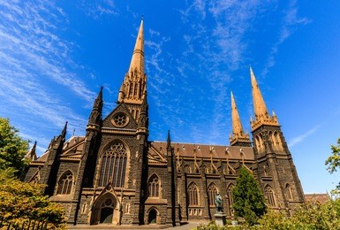 australia - melbourne city 2017. travel photo of melbourne. st. patrick's roman catholic cathedral in melbourne, victoria, australia