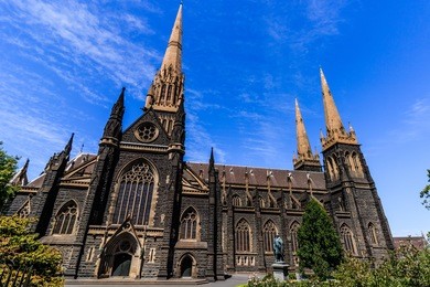 australia - melbourne city 2017. travel photo of melbourne. st. patrick's roman catholic cathedral in melbourne, victoria, australia