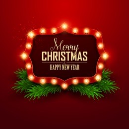 christmas background. retro christmas light sign. vector illustration.