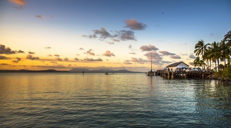coral sea tropical sunset clear calm afternoon port douglas great barrier reef