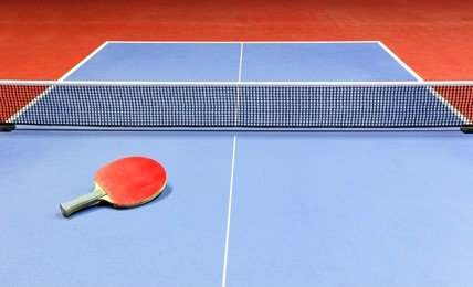 table tennis table and racket