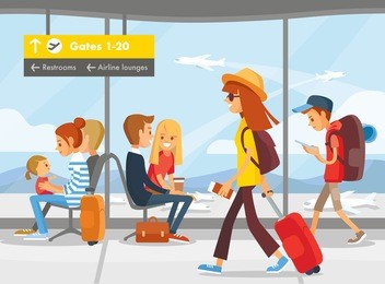 people in the airport terminal