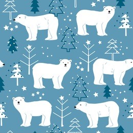 seamless pattern with polar bear vector illustration