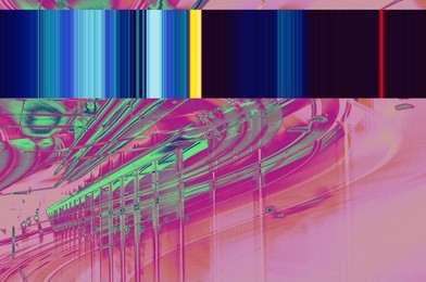modern background with dead pixel and bug, glitch and error signal. optical distortion, overlapping geometric. it can be used for web design, printed products and visualization of music. 