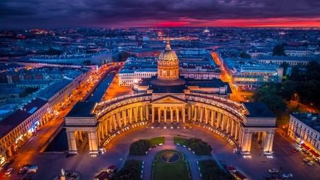 st. petersburg. kazan cathedral. panorama of petersburg.