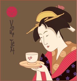vector japanese geisha (traditional art style illustration)