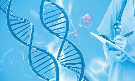 dna molecule and cells.genetics research concept