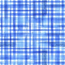 watercolor abstract geometric plaid seamless pattern. watercolor blue trendy background
