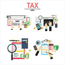 tax payment concept. state taxes. vector illustration of businessman calculation tax return. businessman calculation tax. flat design. tax form vector.