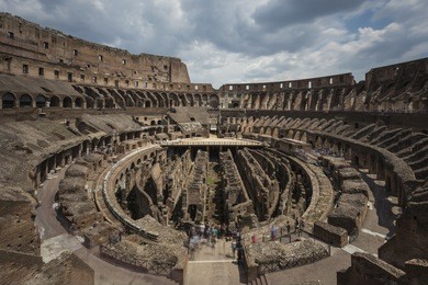interior of the colosseum or coliseum aka flavian amphitheatre (anfiteatro flavio, colosseo), rome, italy