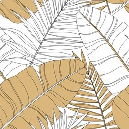 hand drawn vector pattern with jungle leaves. tropical seamless background for poster, kitchen textiles, clothing and website