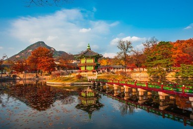 gyeongbokgung palace in autumn seoul korea