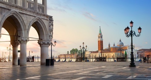 early morning over san marco square in venice, italy