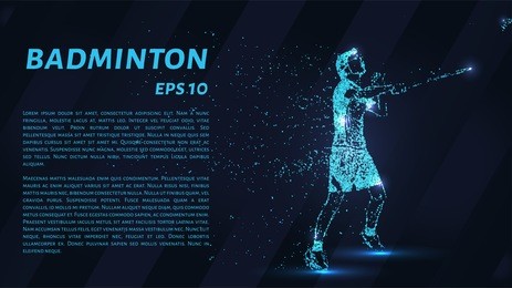 badminton of particles. badminton serve. silhouette of dots and circles. vector illustration